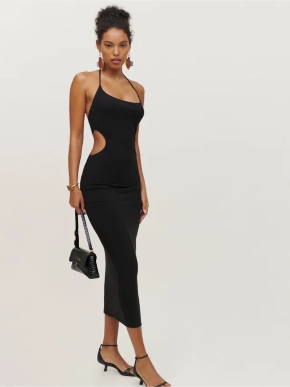 Reformation Tati Black Knit Cutout Dress SZ M EUC